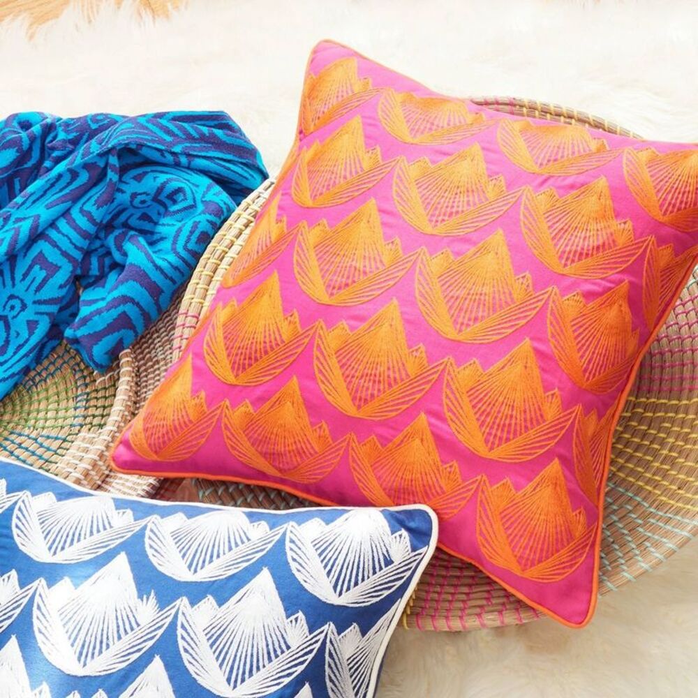 Lotus Embroidered Decorative Pillow Orange/Magenta Orange/Magenta - Picture 2 of 4
